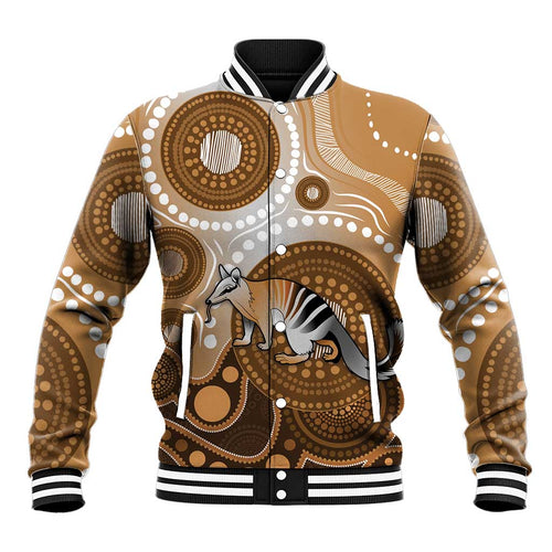 Numbat Australia Baseball Jacket Myrmecobius Fasciatus Indigenous Art - Aussie Hoodie