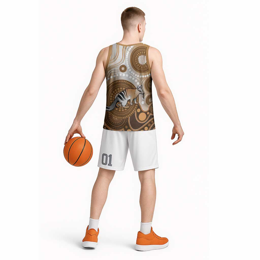 Numbat Australia Basketball Jersey Myrmecobius Fasciatus Indigenous Art - Aussie Hoodie