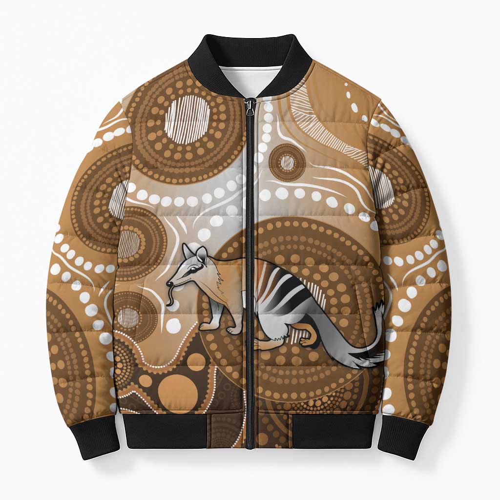 Numbat Australia Bomber Puffer Jacket Myrmecobius Fasciatus Indigenous Art - Aussie Hoodie