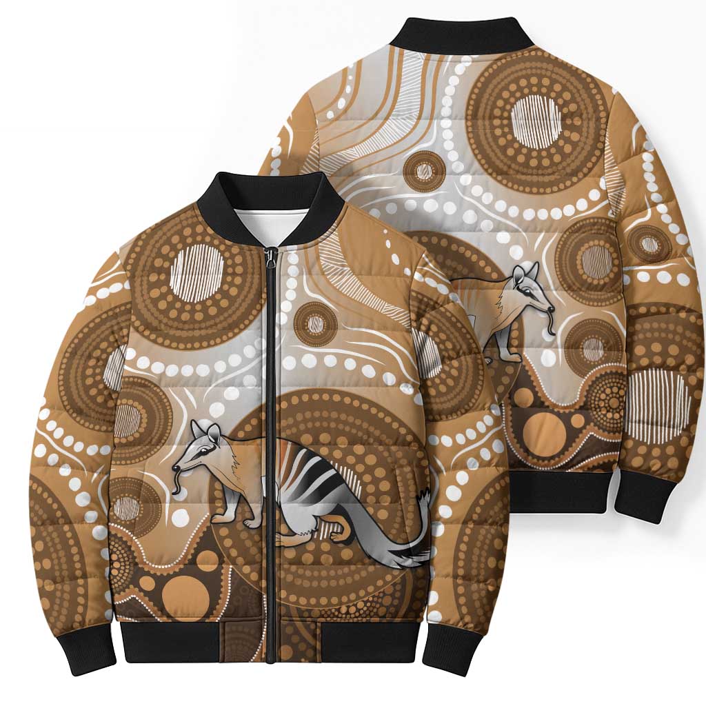 Numbat Australia Bomber Puffer Jacket Myrmecobius Fasciatus Indigenous Art - Aussie Hoodie