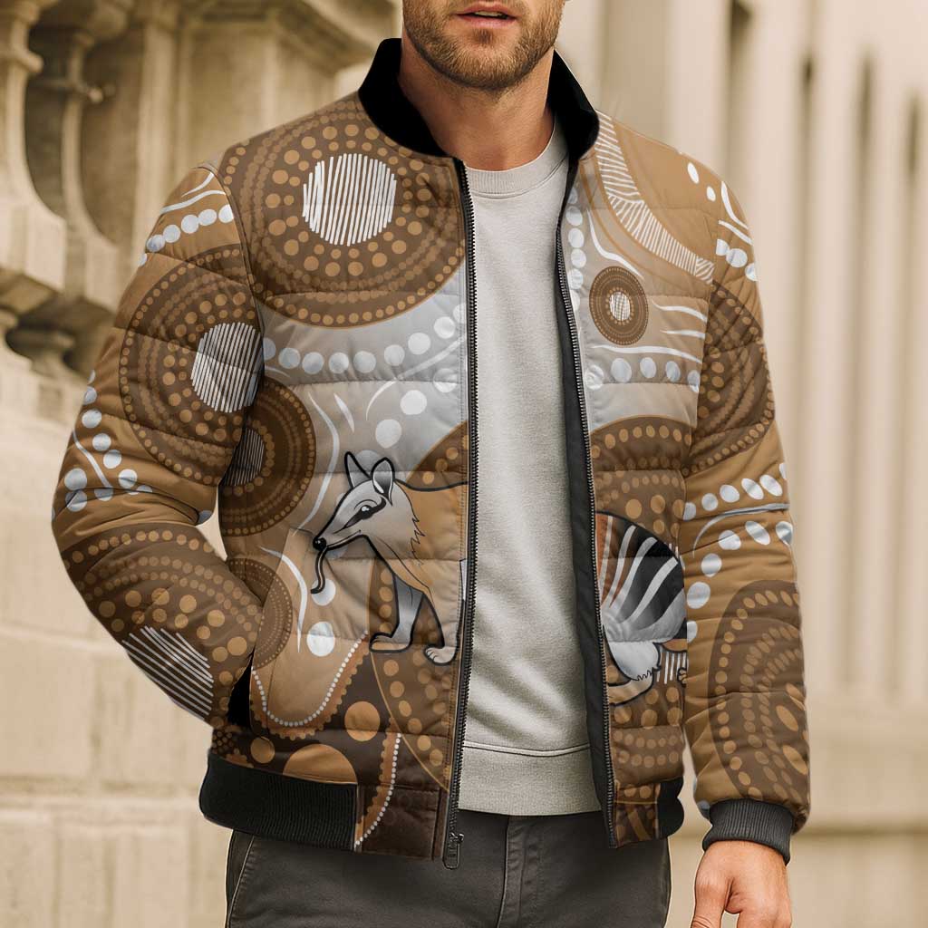 Numbat Australia Bomber Puffer Jacket Myrmecobius Fasciatus Indigenous Art - Aussie Hoodie