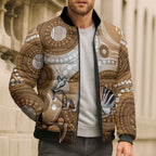 Numbat Australia Bomber Puffer Jacket Myrmecobius Fasciatus Indigenous Art - Aussie Hoodie