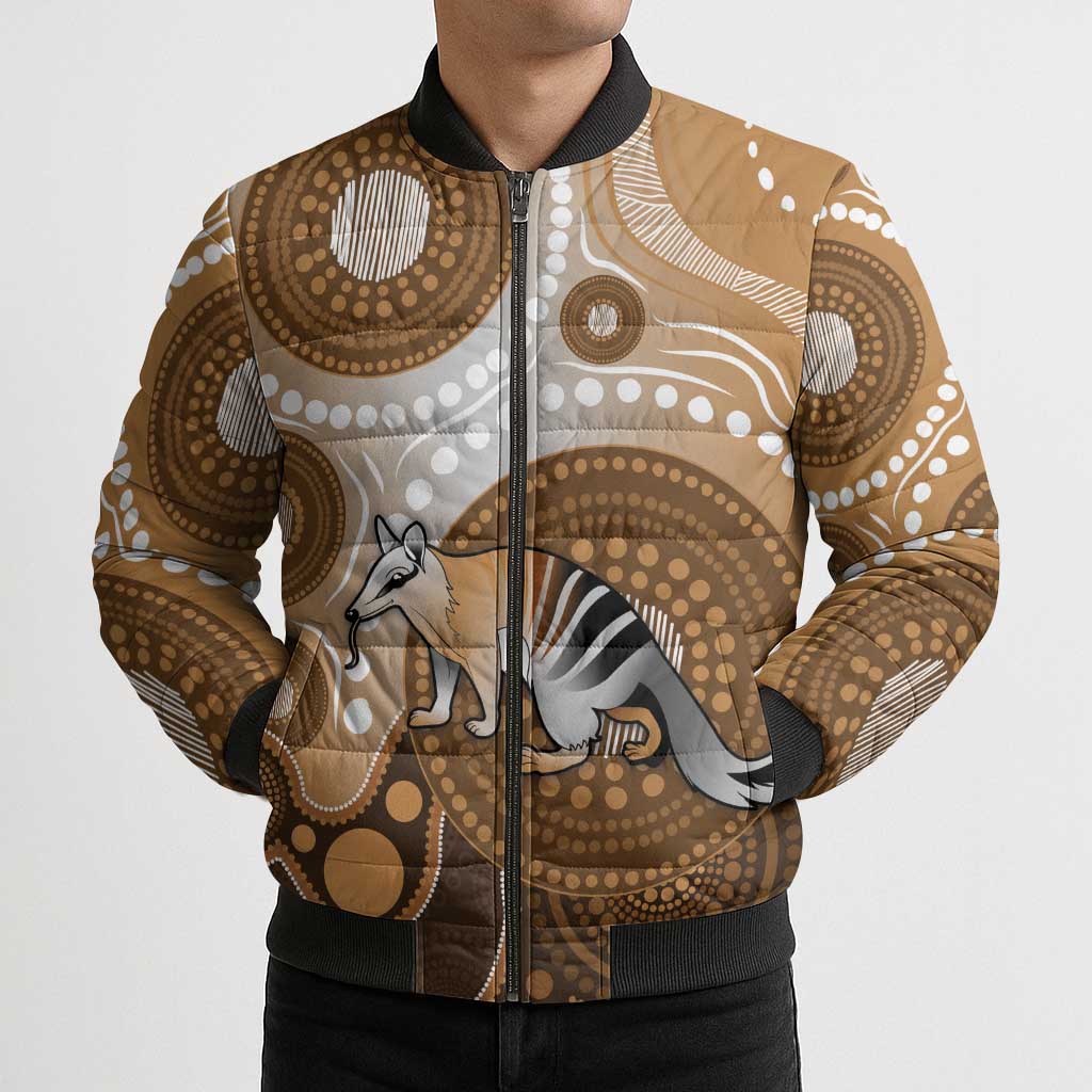 Numbat Australia Bomber Puffer Jacket Myrmecobius Fasciatus Indigenous Art - Aussie Hoodie