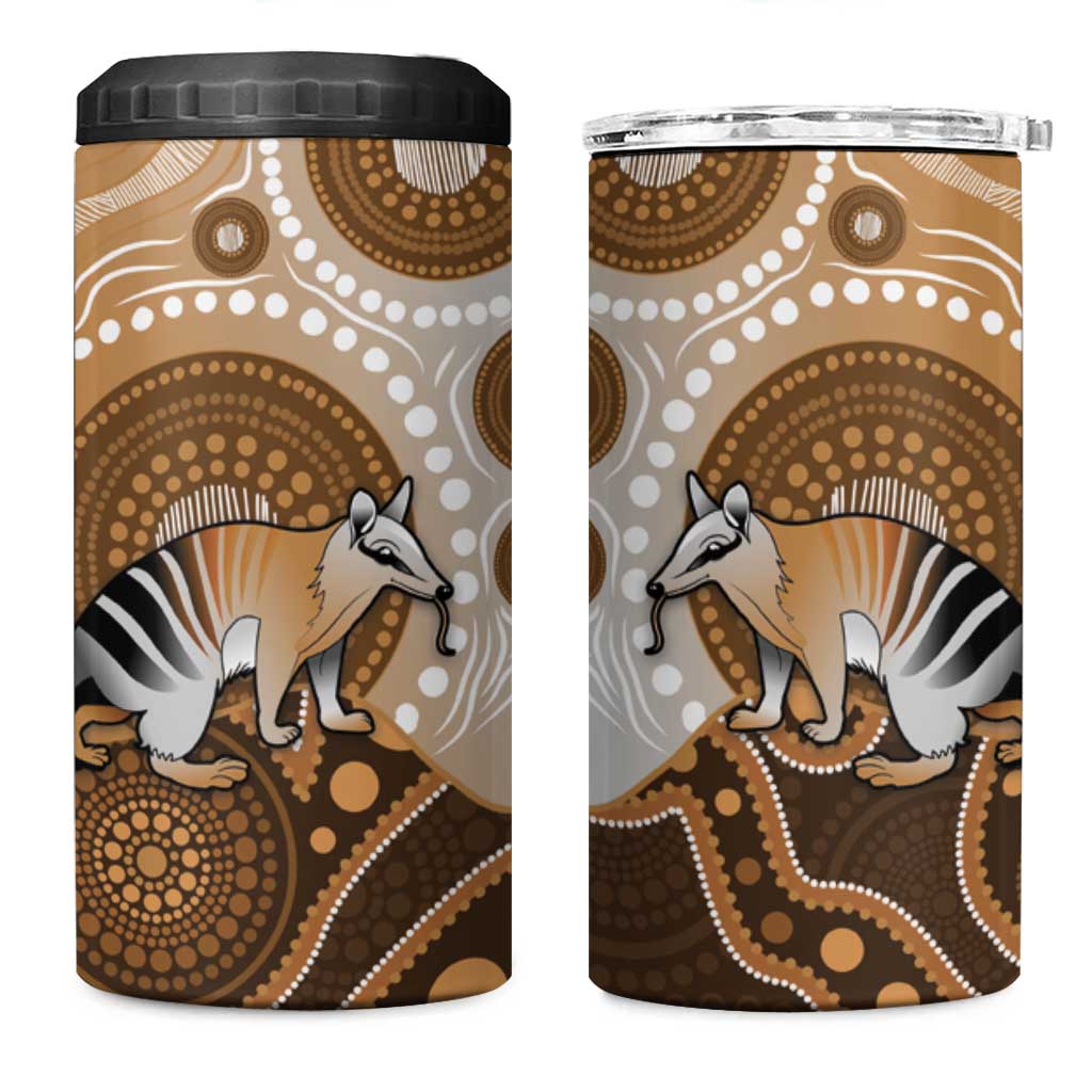 Numbat Australia 4 in 1 Can Cooler Tumbler Myrmecobius Fasciatus Indigenous Art - Aussie Hoodie