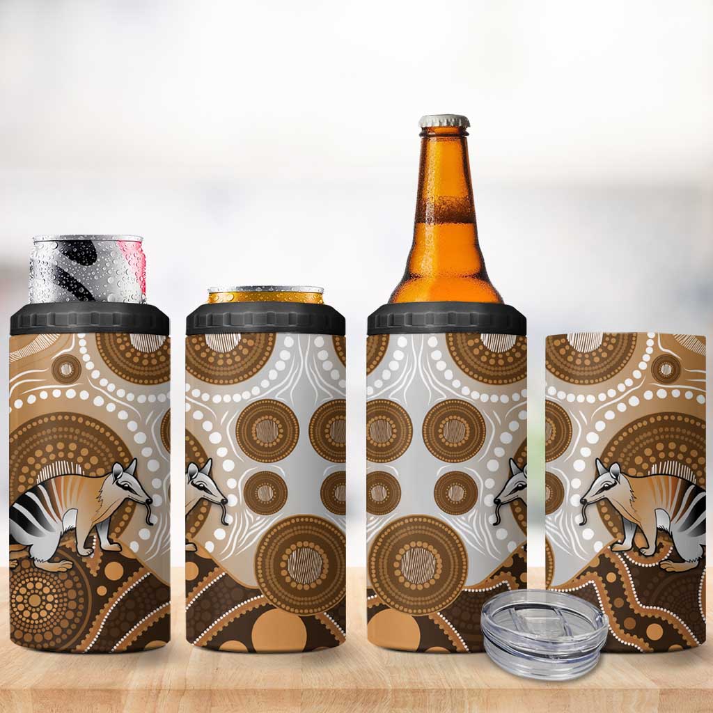 Numbat Australia 4 in 1 Can Cooler Tumbler Myrmecobius Fasciatus Indigenous Art - Aussie Hoodie