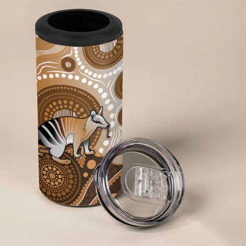 Numbat Australia 4 in 1 Can Cooler Tumbler Myrmecobius Fasciatus Indigenous Art - Aussie Hoodie