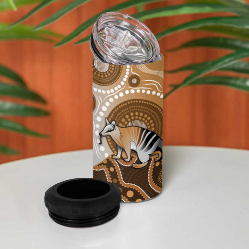 Numbat Australia 4 in 1 Can Cooler Tumbler Myrmecobius Fasciatus Indigenous Art - Aussie Hoodie