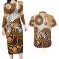 Numbat Australia Couples Matching Long Sleeve Bodycon Dress and Hawaiian Shirt Myrmecobius Fasciatus Indigenous Art - Aussie Hoodie