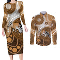 Numbat Australia Couples Matching Long Sleeve Bodycon Dress and Long Sleeve Button Shirt Myrmecobius Fasciatus Indigenous Art - Aussie Hoodie