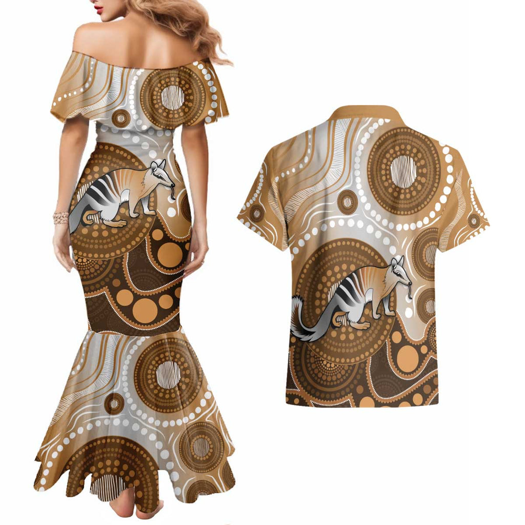 Numbat Australia Couples Matching Mermaid Dress and Hawaiian Shirt Myrmecobius Fasciatus Indigenous Art - Aussie Hoodie