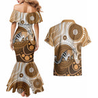 Numbat Australia Couples Matching Mermaid Dress and Hawaiian Shirt Myrmecobius Fasciatus Indigenous Art - Aussie Hoodie
