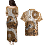 Numbat Australia Couples Matching Puletasi and Hawaiian Shirt Myrmecobius Fasciatus Indigenous Art - Aussie Hoodie