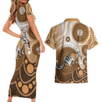 Numbat Australia Couples Matching Short Sleeve Bodycon Dress and Hawaiian Shirt Myrmecobius Fasciatus Indigenous Art - Aussie Hoodie