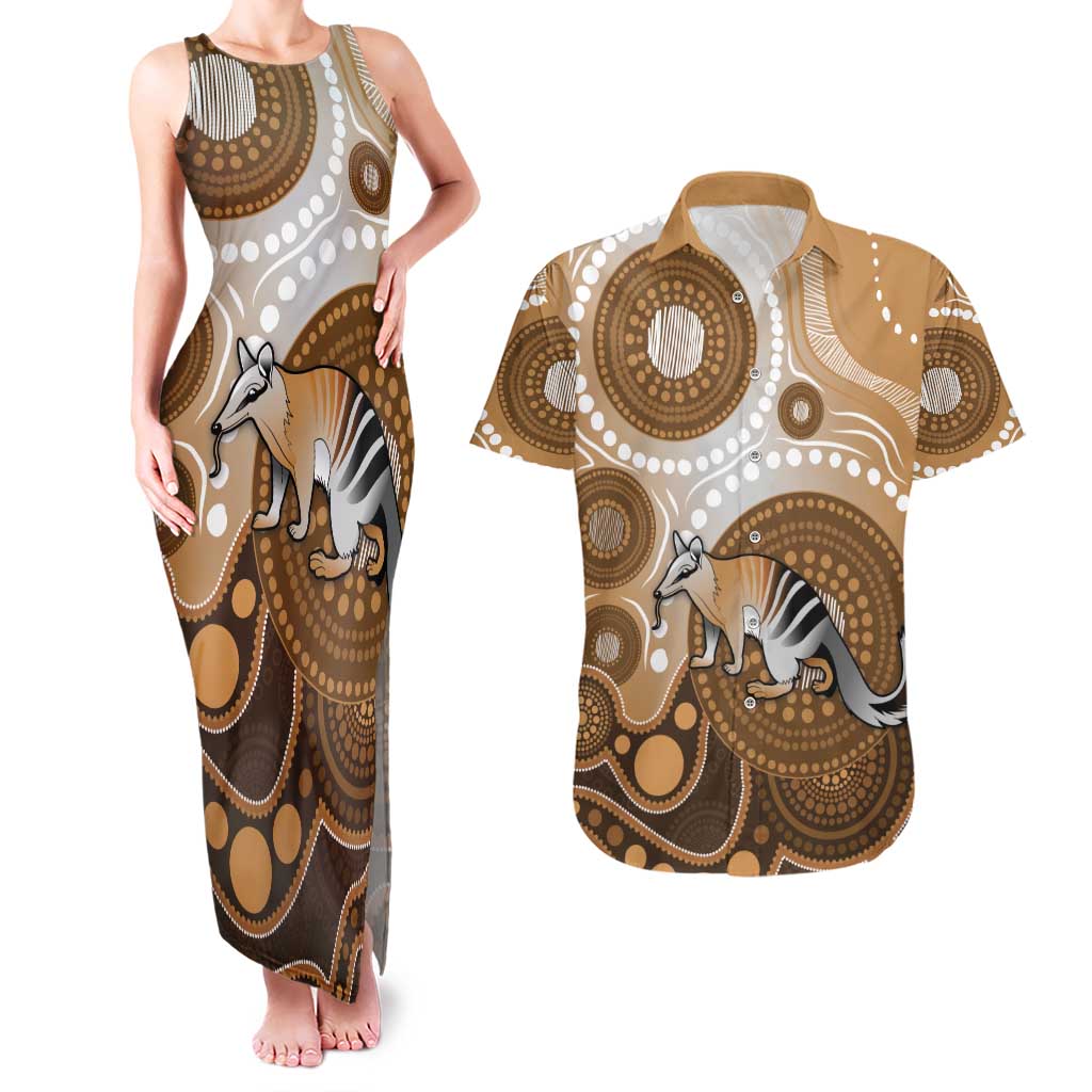 Numbat Australia Couples Matching Tank Maxi Dress and Hawaiian Shirt Myrmecobius Fasciatus Indigenous Art - Aussie Hoodie