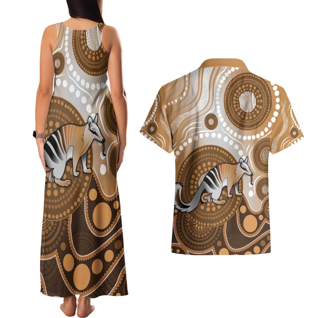 Numbat Australia Couples Matching Tank Maxi Dress and Hawaiian Shirt Myrmecobius Fasciatus Indigenous Art - Aussie Hoodie