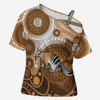 Numbat Australia Cross Shoulder Shirt Myrmecobius Fasciatus Indigenous Art - Aussie Hoodie