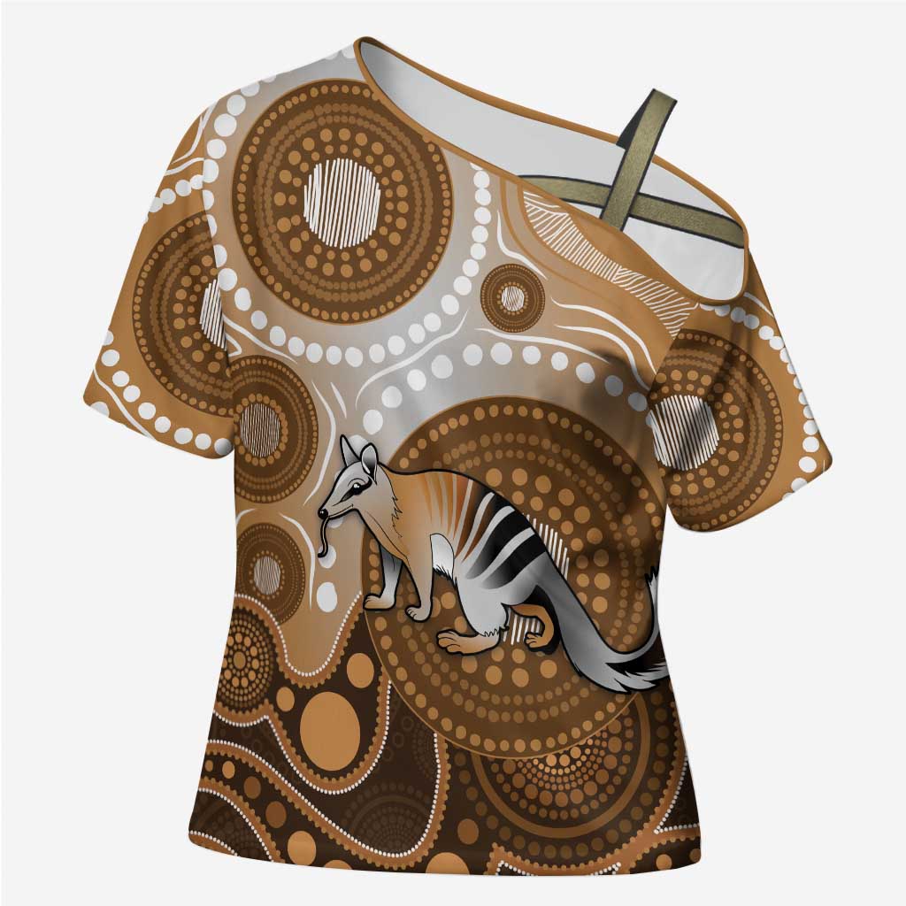 Numbat Australia Cross Shoulder Shirt Myrmecobius Fasciatus Indigenous Art - Aussie Hoodie