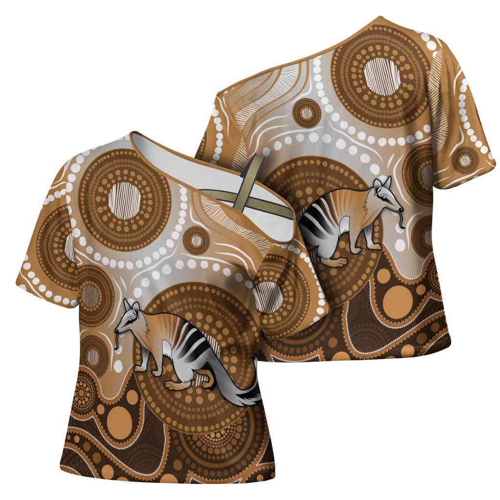 Numbat Australia Cross Shoulder Shirt Myrmecobius Fasciatus Indigenous Art - Aussie Hoodie