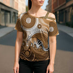 Numbat Australia Cross Shoulder Shirt Myrmecobius Fasciatus Indigenous Art - Aussie Hoodie