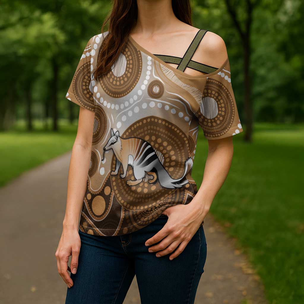 Numbat Australia Cross Shoulder Shirt Myrmecobius Fasciatus Indigenous Art - Aussie Hoodie