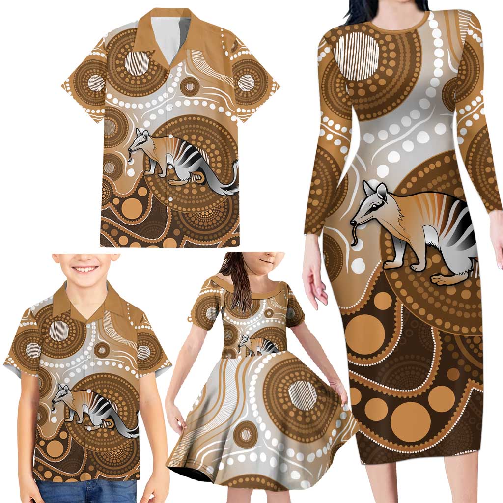 Numbat Australia Family Matching Long Sleeve Bodycon Dress and Hawaiian Shirt Myrmecobius Fasciatus Indigenous Art - Aussie Hoodie