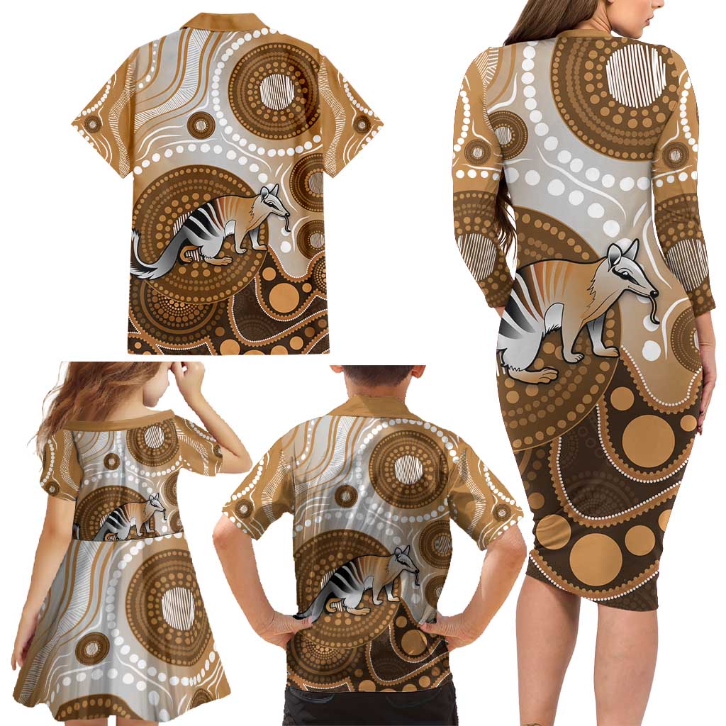 Numbat Australia Family Matching Long Sleeve Bodycon Dress and Hawaiian Shirt Myrmecobius Fasciatus Indigenous Art - Aussie Hoodie