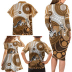 Numbat Australia Family Matching Long Sleeve Bodycon Dress and Hawaiian Shirt Myrmecobius Fasciatus Indigenous Art - Aussie Hoodie