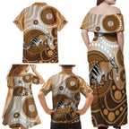 Numbat Australia Family Matching Off Shoulder Maxi Dress and Hawaiian Shirt Myrmecobius Fasciatus Indigenous Art - Aussie Hoodie