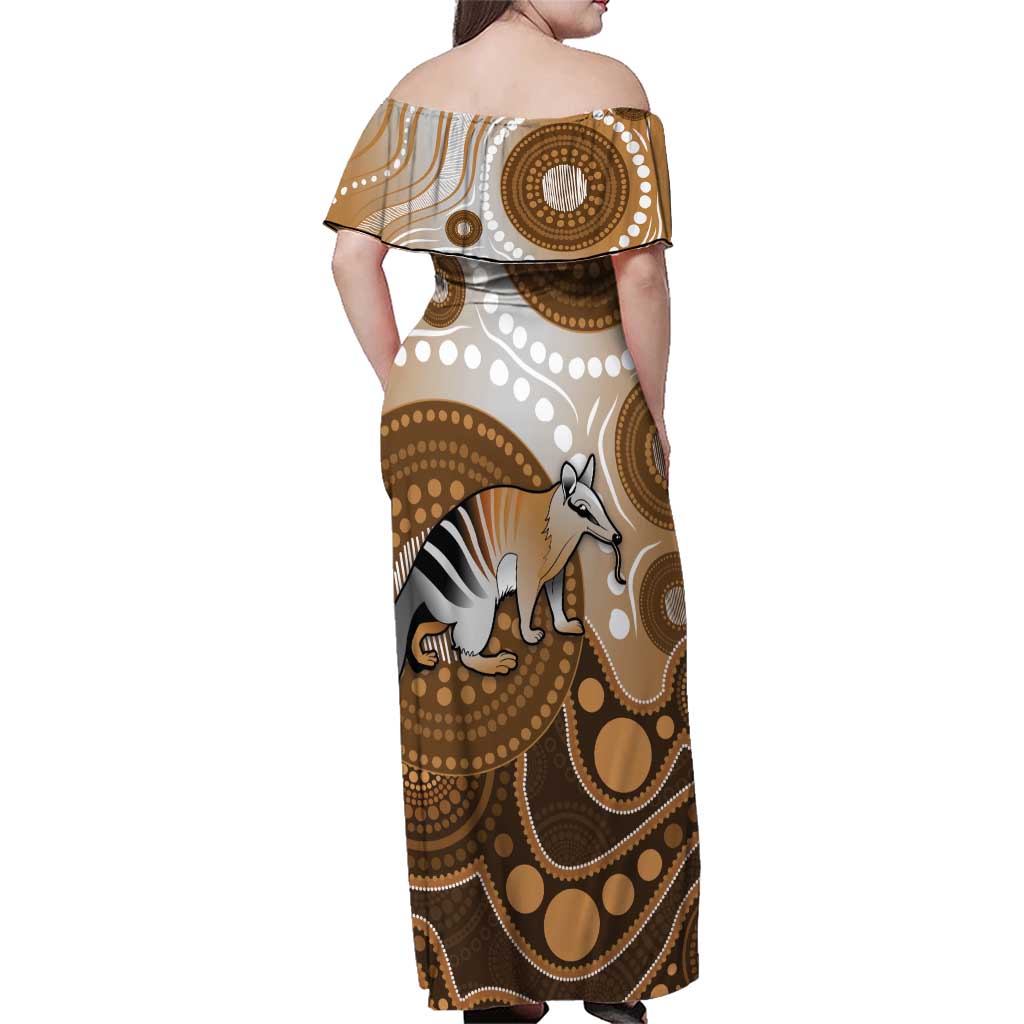 Numbat Australia Family Matching Off Shoulder Maxi Dress and Hawaiian Shirt Myrmecobius Fasciatus Indigenous Art - Aussie Hoodie