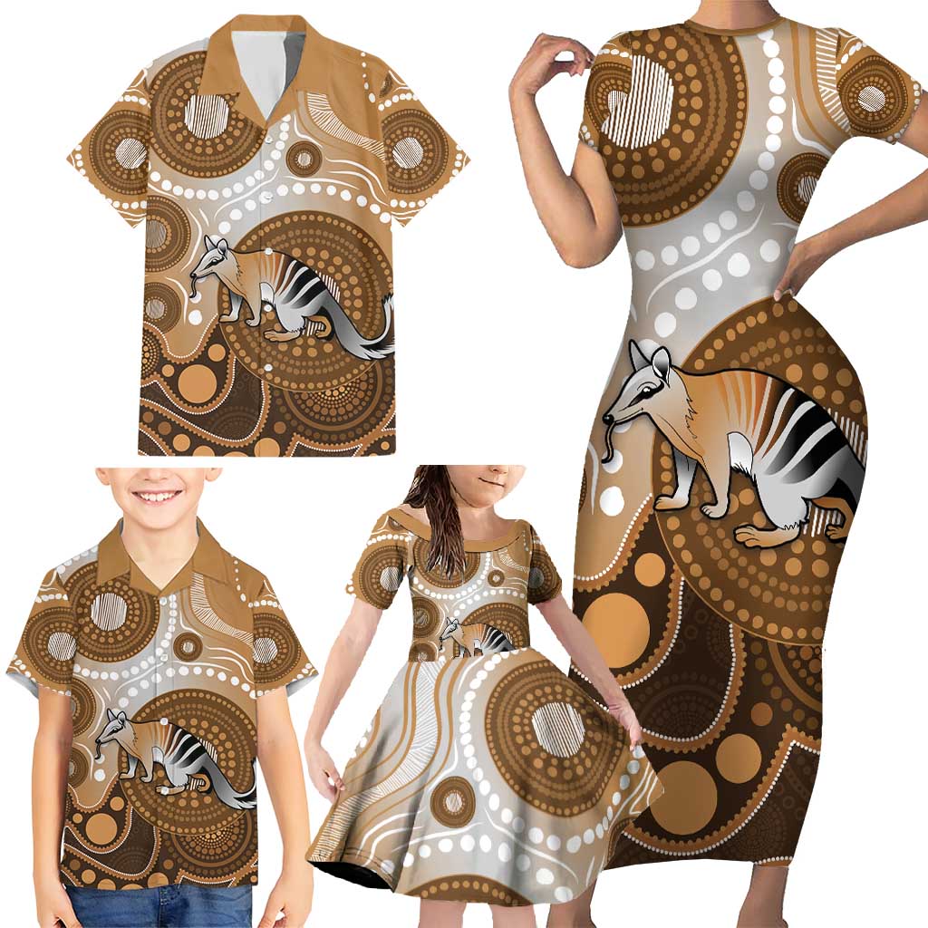 Numbat Australia Family Matching Short Sleeve Bodycon Dress and Hawaiian Shirt Myrmecobius Fasciatus Indigenous Art - Aussie Hoodie