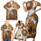 Numbat Australia Family Matching Short Sleeve Bodycon Dress and Hawaiian Shirt Myrmecobius Fasciatus Indigenous Art - Aussie Hoodie