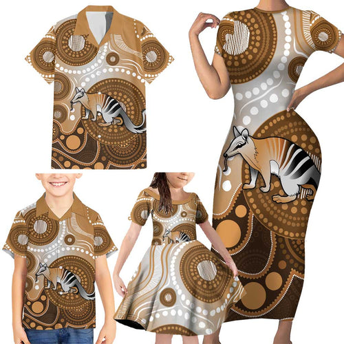 Numbat Australia Family Matching Short Sleeve Bodycon Dress and Hawaiian Shirt Myrmecobius Fasciatus Indigenous Art - Aussie Hoodie