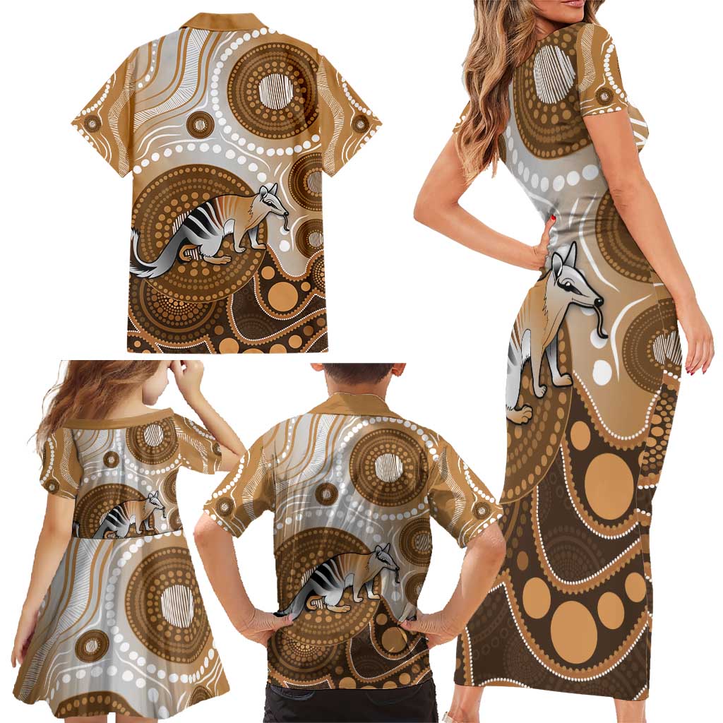 Numbat Australia Family Matching Short Sleeve Bodycon Dress and Hawaiian Shirt Myrmecobius Fasciatus Indigenous Art - Aussie Hoodie