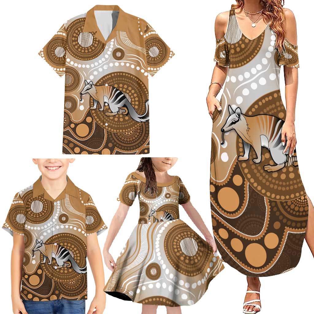 Numbat Australia Family Matching Summer Maxi Dress and Hawaiian Shirt Myrmecobius Fasciatus Indigenous Art - Aussie Hoodie
