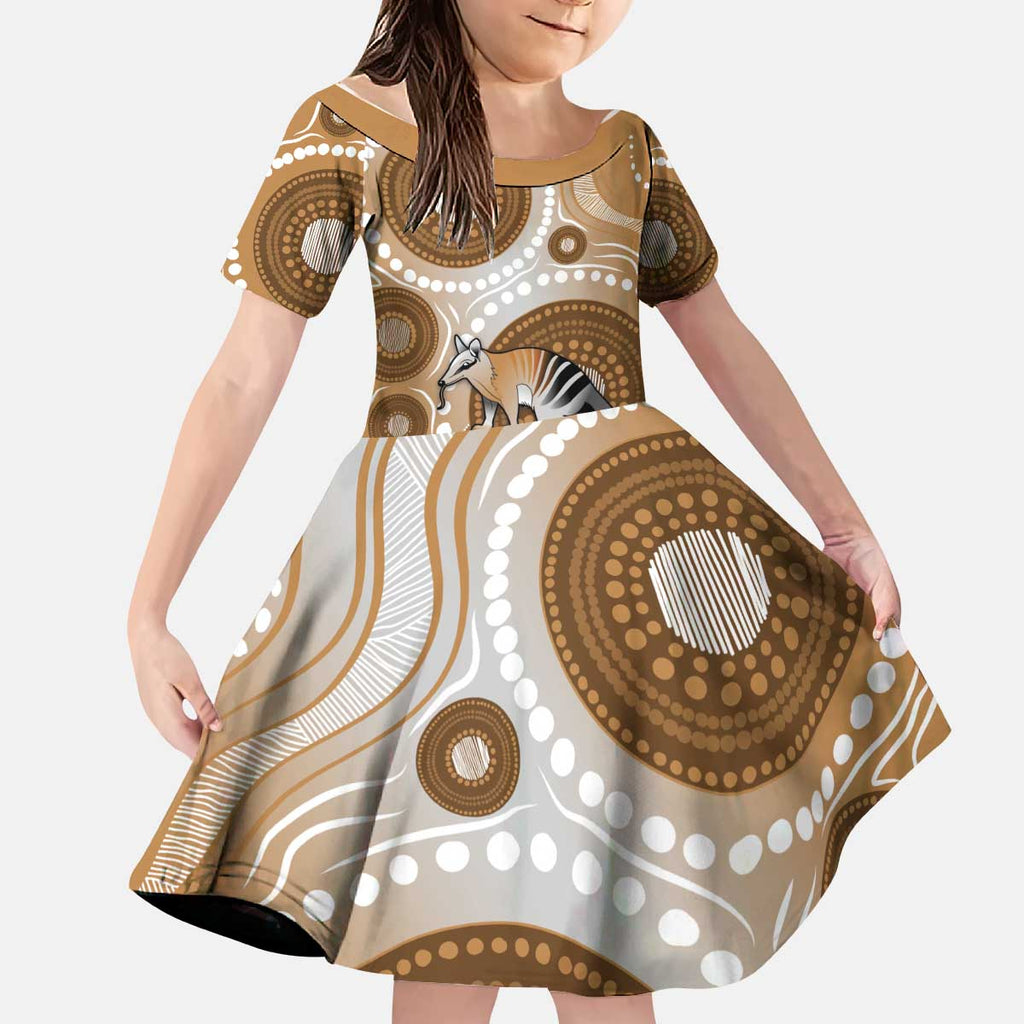 Numbat Australia Kid Short Sleeve Dress Myrmecobius Fasciatus Indigenous Art - Aussie Hoodie
