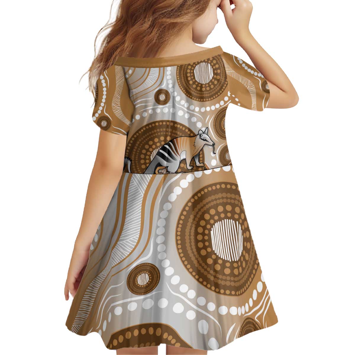 Numbat Australia Kid Short Sleeve Dress Myrmecobius Fasciatus Indigenous Art - Aussie Hoodie