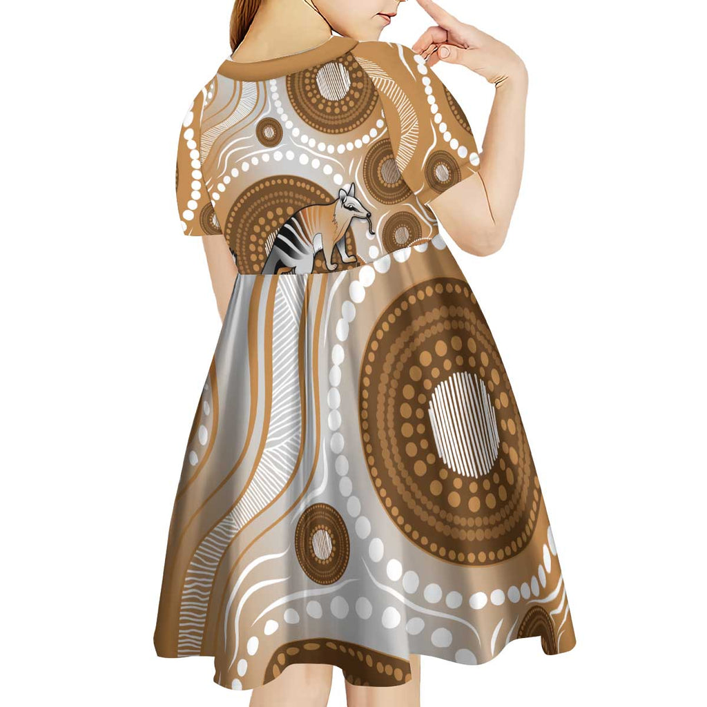 Numbat Australia Kid Short Sleeve Dress Myrmecobius Fasciatus Indigenous Art - Aussie Hoodie