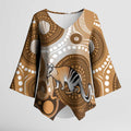 Numbat Australia Kimono Sleeve Blouse Myrmecobius Fasciatus Indigenous Art - Aussie Hoodie
