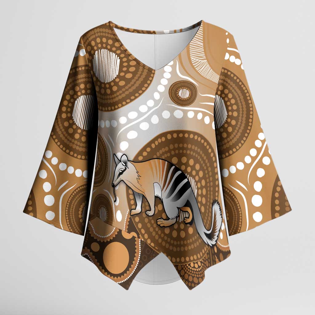 Numbat Australia Kimono Sleeve Blouse Myrmecobius Fasciatus Indigenous Art - Aussie Hoodie
