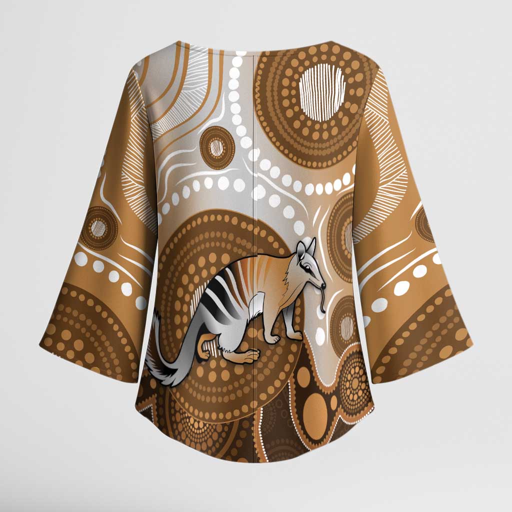 Numbat Australia Kimono Sleeve Blouse Myrmecobius Fasciatus Indigenous Art - Aussie Hoodie
