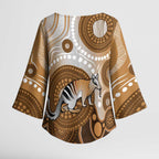 Numbat Australia Kimono Sleeve Blouse Myrmecobius Fasciatus Indigenous Art - Aussie Hoodie