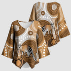 Numbat Australia Kimono Sleeve Blouse Myrmecobius Fasciatus Indigenous Art - Aussie Hoodie