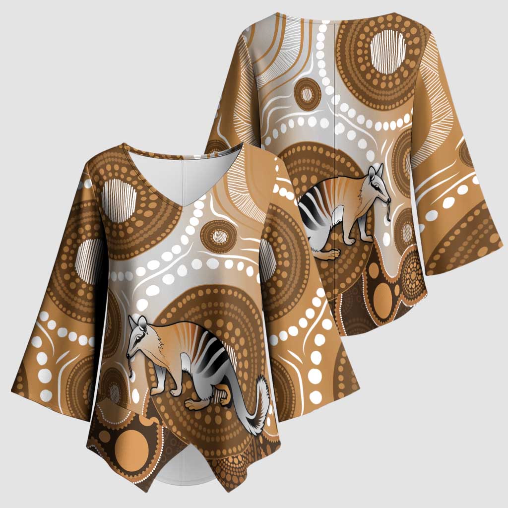 Numbat Australia Kimono Sleeve Blouse Myrmecobius Fasciatus Indigenous Art - Aussie Hoodie