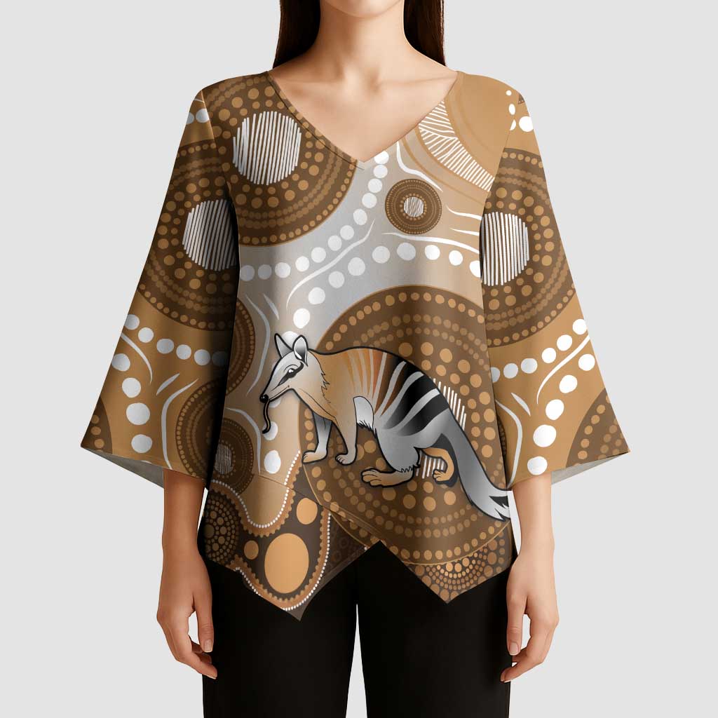 Numbat Australia Kimono Sleeve Blouse Myrmecobius Fasciatus Indigenous Art - Aussie Hoodie