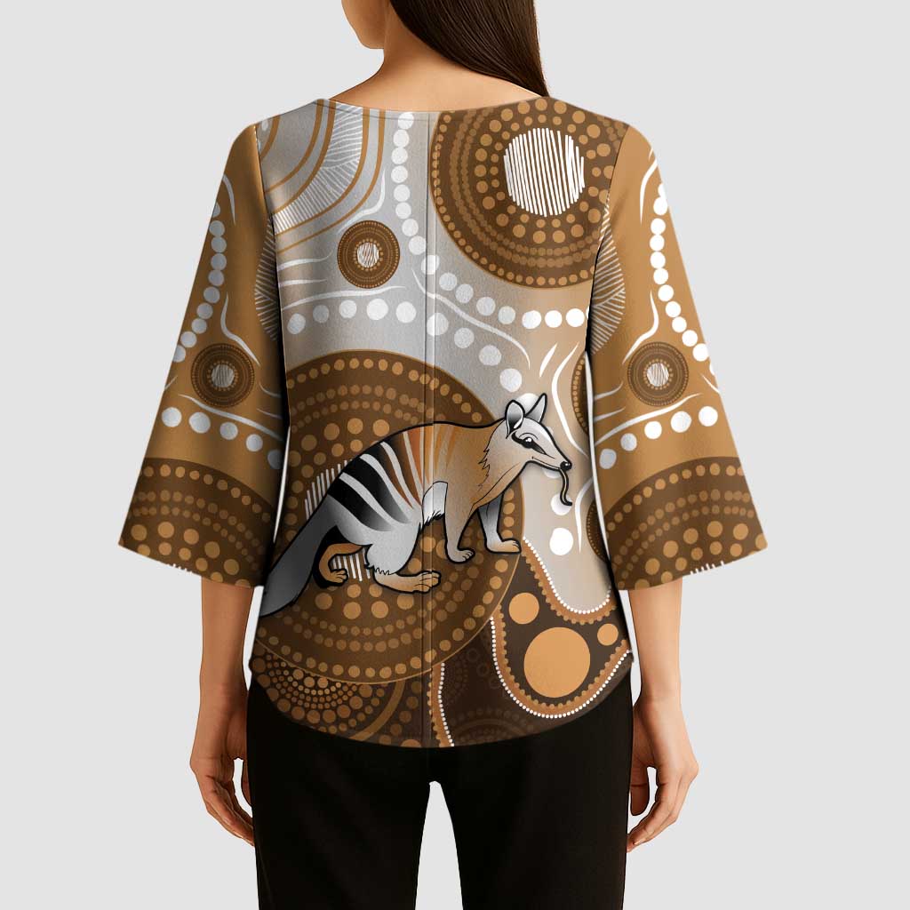 Numbat Australia Kimono Sleeve Blouse Myrmecobius Fasciatus Indigenous Art - Aussie Hoodie