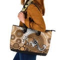Numbat Australia Leather Tote Bag Myrmecobius Fasciatus Indigenous Art - Aussie Hoodie