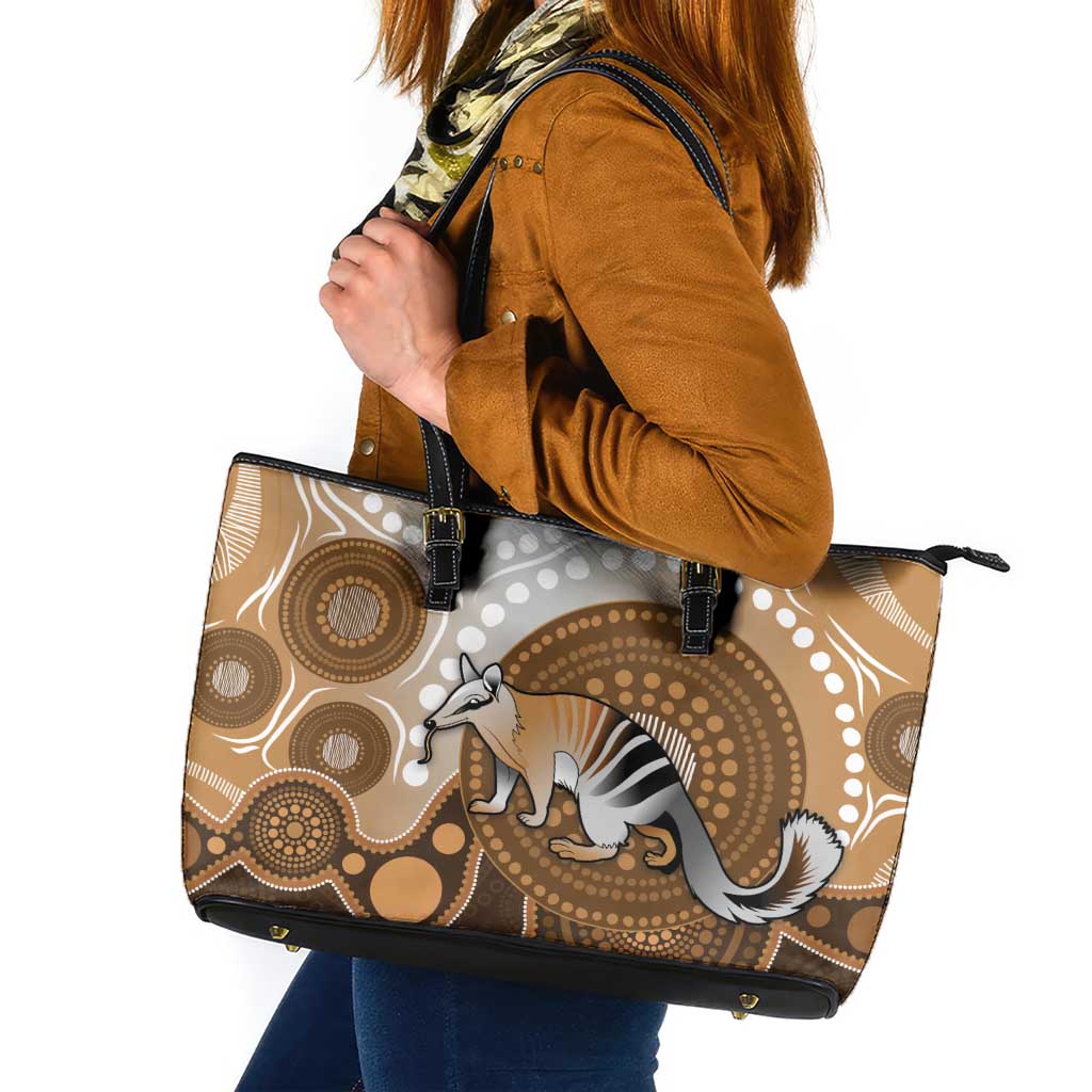 Numbat Australia Leather Tote Bag Myrmecobius Fasciatus Indigenous Art - Aussie Hoodie