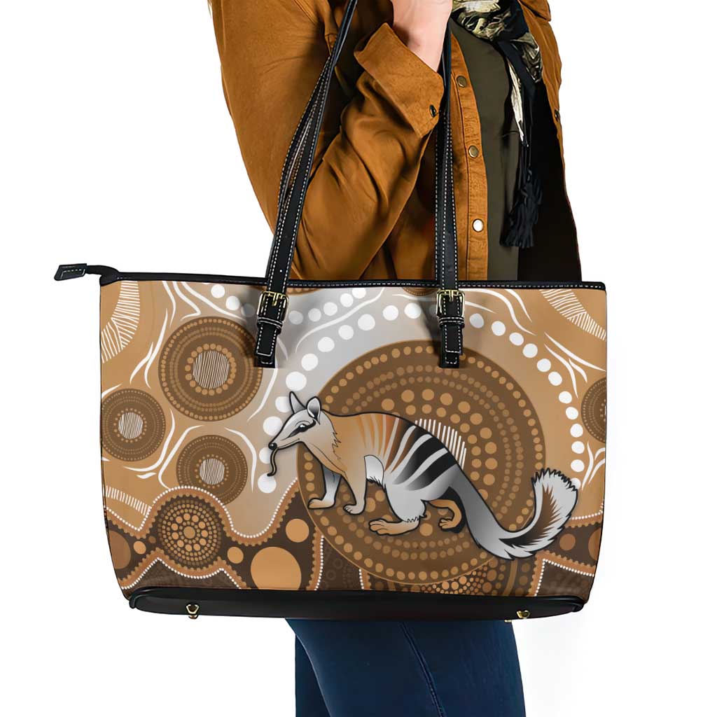 Numbat Australia Leather Tote Bag Myrmecobius Fasciatus Indigenous Art - Aussie Hoodie