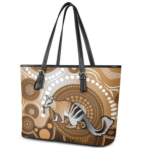 Numbat Australia Leather Tote Bag Myrmecobius Fasciatus Indigenous Art - Aussie Hoodie