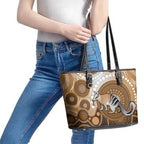 Numbat Australia Leather Tote Bag Myrmecobius Fasciatus Indigenous Art - Aussie Hoodie